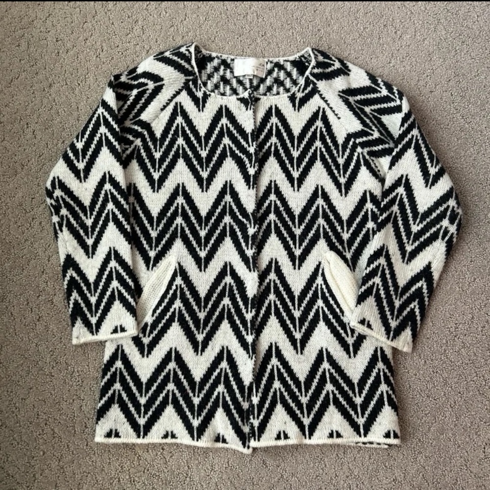 JOA Los Angeles Chevron Cardigan Chunky Knit Chevron Oversized Sweater XS EUC